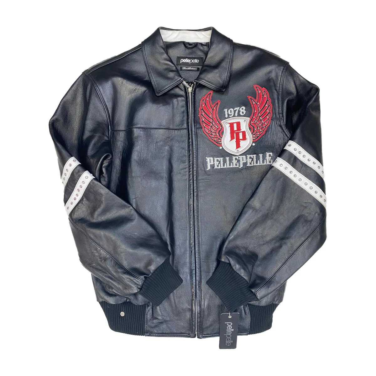 pell-21526__1_1200x.webp Pelle Pelle Men's Legends Forever Leather Jacket – Black & White - Image 1